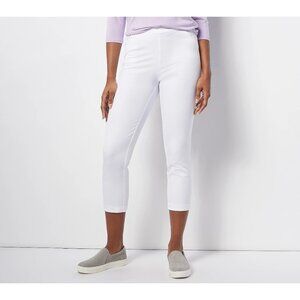 Isaac Mizrahi Live Tall 24/7 Stretch Crop Pants Womens Size 32W Bright White NEW